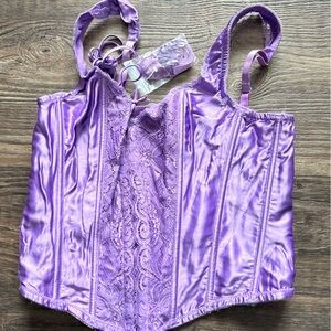 Frederick’s of Hollywood Purple Satin Corset Top 36 Large Renaissance